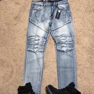 Rue21 men blue biker jeans size 34 new with tags